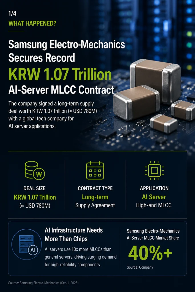 Samsung Electro-Mechanics secures a KRW 1.07 trillion AI server MLCC supply contract